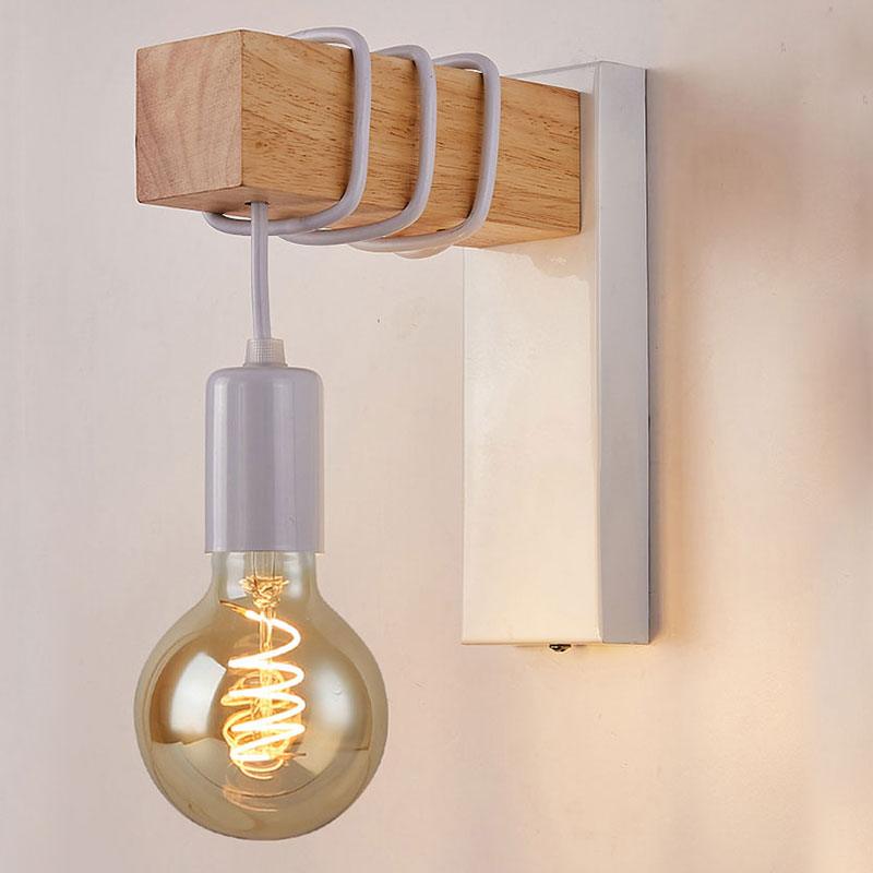 Modern Minimalist Indoor Wall Light Wood Wall Lamp E27 Lamp Home Sconce Lights Lighting Outdoor Decor Stair Light - DDD.MARKET