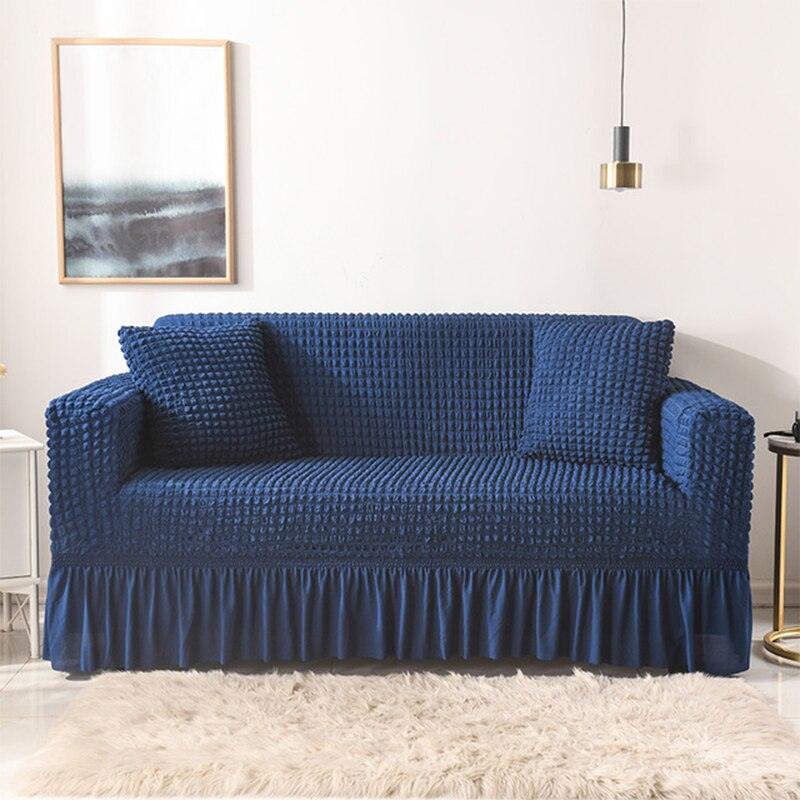 Elastic Sofa Cover Living Room Solid Color Sofa Cover Lattice Sofa Cover Elegant Skirt for Living Room Armchair Couch Sofa - DDD.MARKET