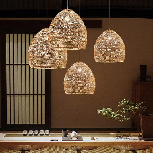 Modern Hand Woven Bamboo LED Pendant Vintage Living Room Lamp Dining Cafe Home Decor Industrial Lighting Fixtures - DDD.MARKET