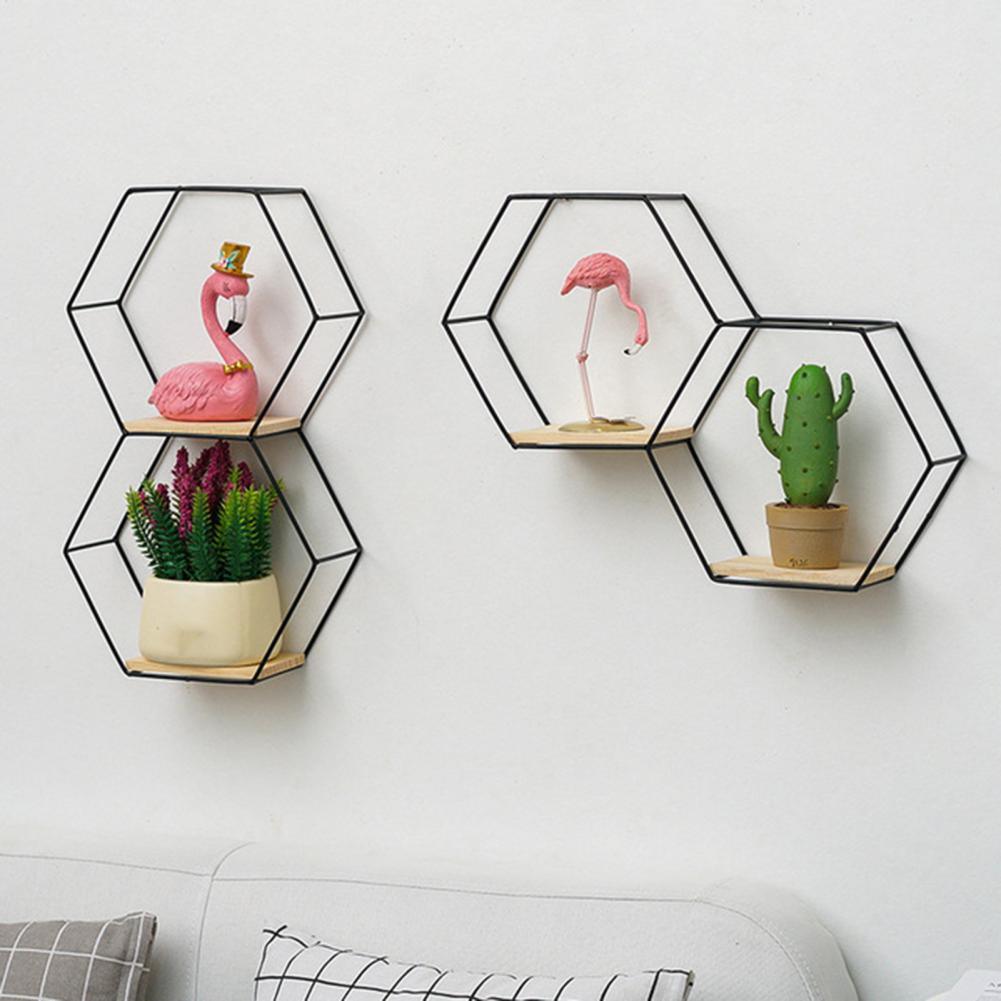 Wall Shelf Floating Shelves Wall Mounted Hexagon Storage Holder Storage Rack for Bedroom Living Room Office Organizer Decor - DDD.MARKET