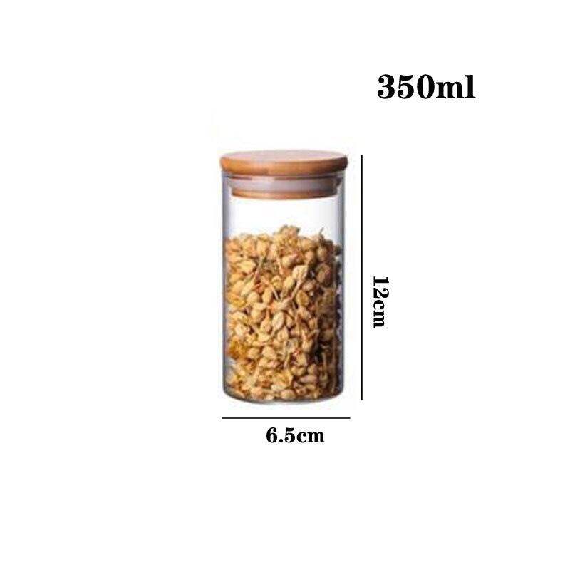 Storage Tank Food Container Bamboo Covered High Borosilicate Food Sealed Glass Tank Kitchen Miscellaneous Grain Organizer - DDD.MARKET