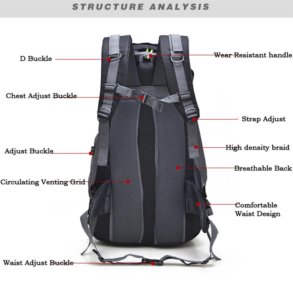 50L Hiking Backpack Climbing Bag Outdoor Rucksack Camping Trekking  Waterproof Sports Bag Backpacks Bag Climbing Travel Rucksack - DDD.MARKET