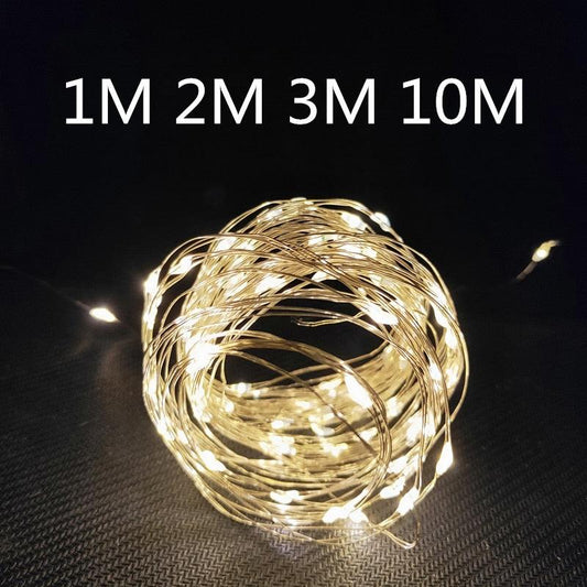 1m/2m/3m/10m Copper Wire Battery Box Garland LED Wedding Decoration for Home Decoration Fairy  for Party Decoration String Light - DDD.MARKET