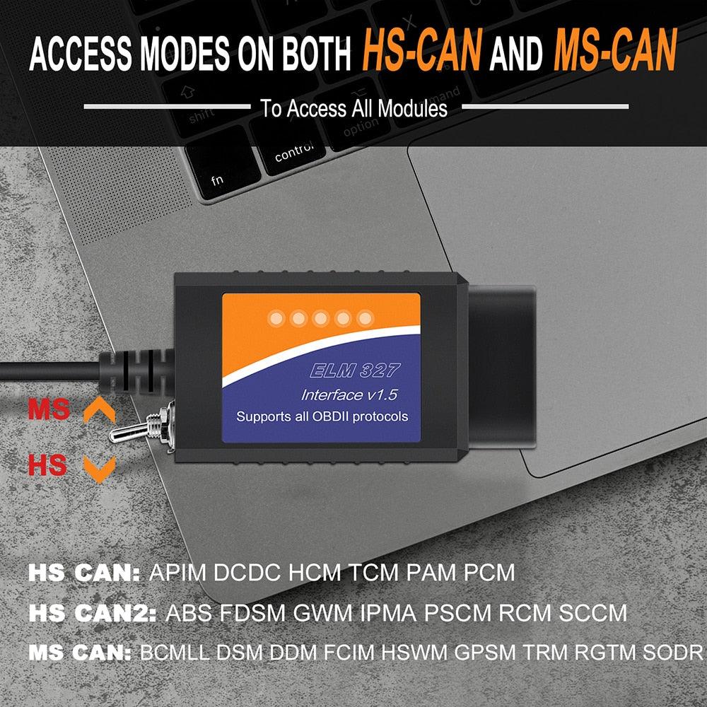 Elm327 FORScan Switch Free Update HS/MS CAN for Mazda Ford Lincoln Mercury Hidden Function Programming PIC18F25K80 HS CAN MS CAN - DDD.MARKET