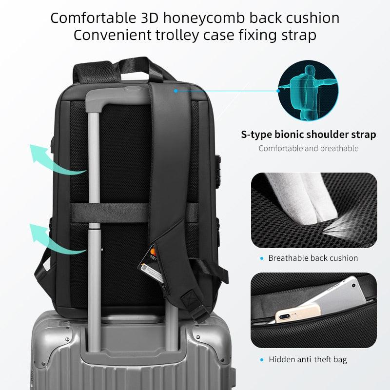 Fenruien Brand Laptop Backpack Anti-theft Waterproof School Backpacks USB Charging Men Business Travel Bag Backpack New Design - DDD.MARKET