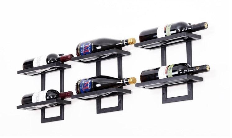 Modern Iron Wall-mounted Wine Holder Simple Hanging Wine Rack Holder Iron Art Wine Support Cabinet Flat/Tilted Types 2-6 Bottles - DDD.MARKET