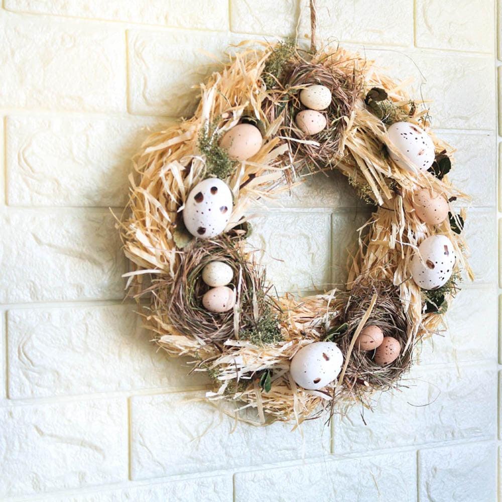 Handmade Spring Summer Wreath Door Home Decoration Accessories Home Wreath Easter Eggs Wreath Wedding Party Craft Decor - DDD.MARKET