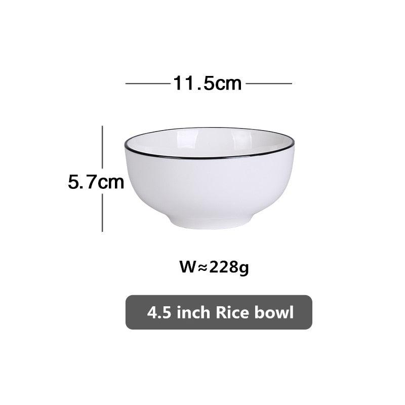 White With Black Edge Dinner Plate Ceramic Kitchen Tray Food Dishes Rice Salad Noodles Bowl Soup Kitchen Cook Tool 1pcs Sale - DDD.MARKET