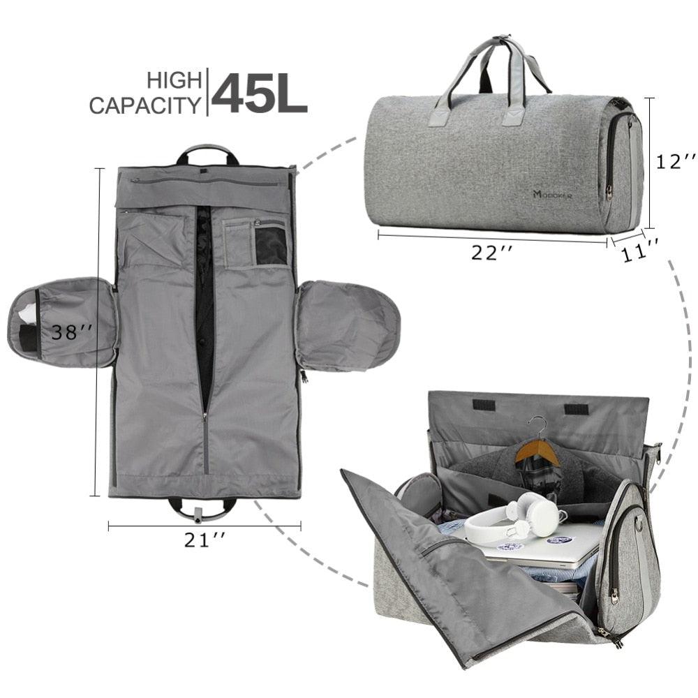 Modoker Garment Travel Bag with Shoulder Strap Duffel Bag Carry on Hanging Suitcase Clothing Business Bags Multiple Pockets Grey - DDD.MARKET