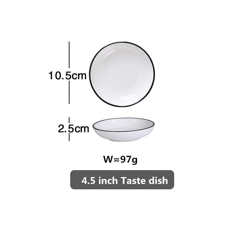 White With Black Edge Dinner Plate Ceramic Kitchen Tray Food Dishes Rice Salad Noodles Bowl Soup Kitchen Cook Tool 1pcs Sale - DDD.MARKET