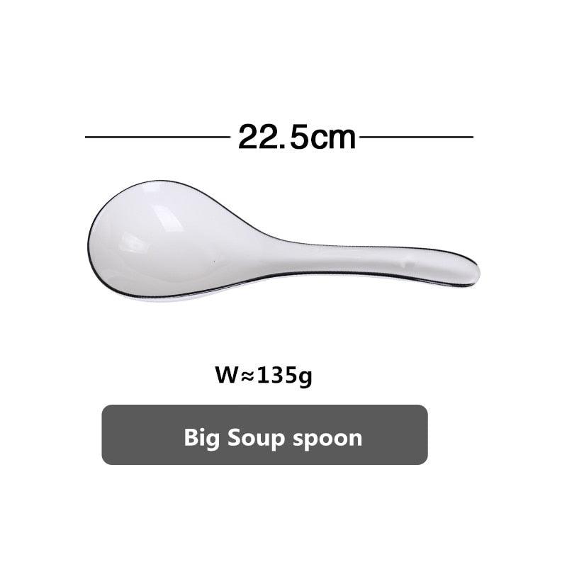 White With Black Edge Dinner Plate Ceramic Kitchen Tray Food Dishes Rice Salad Noodles Bowl Soup Kitchen Cook Tool 1pcs Sale - DDD.MARKET