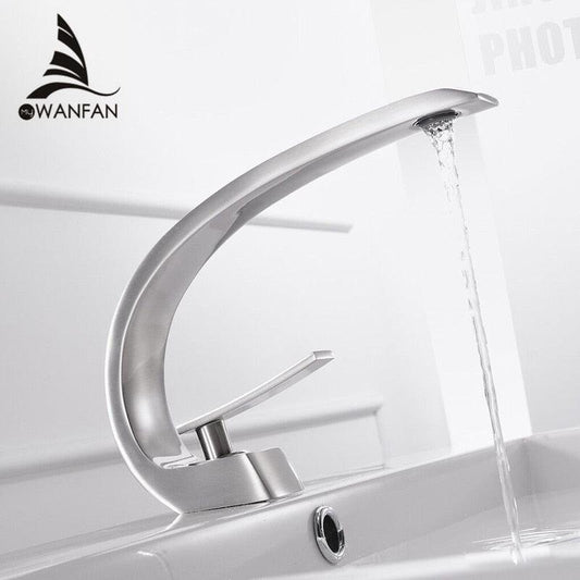 Basin Faucets Modern Bathroom Mixer Tap Brass Washbasin Faucet Single Handle Single Hole Elegant Crane For Bathroom LH-16990 - DDD.MARKET