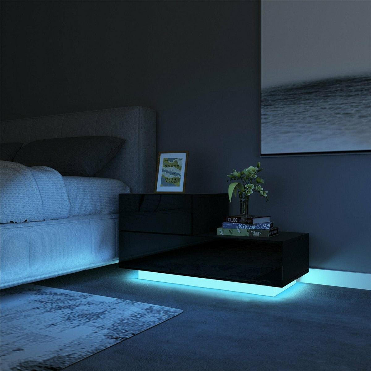 Multifunction RGB LED Nightstands Cabinet Storage Bedside Table Night Table Bedroom Nightstand Home Furniture for Night Lighting - DDD.MARKET