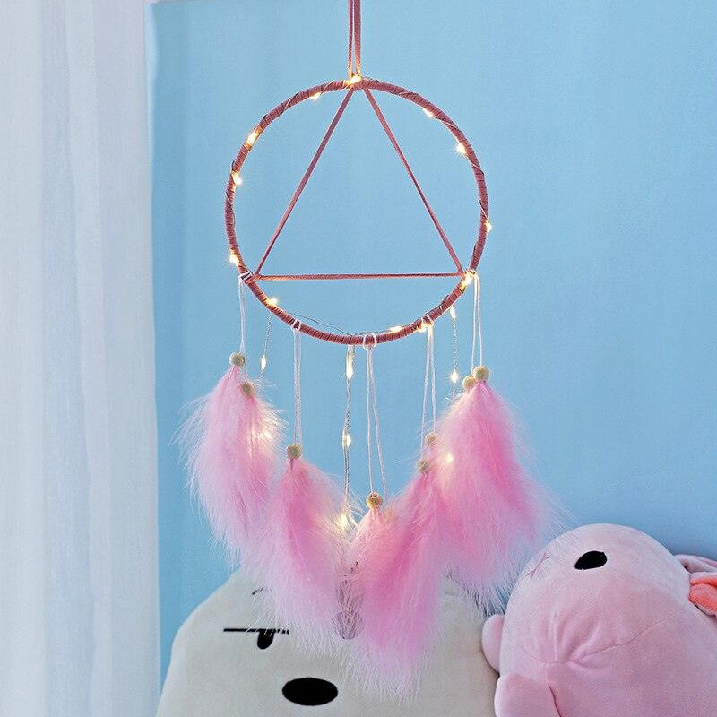 LED Lamp Flying Wind Chimes Lighting Dream Catcher Handmade Gifts Dreamcatcher Feather Pendant Romantic Creative Wall Hanging - DDD.MARKET