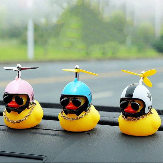 Car Cute Little Yellow Duck With Helmet Propeller Wind-breaking Wave-breaking Duck Auto Internal Decoration Without Lights Toys - DDD.MARKET