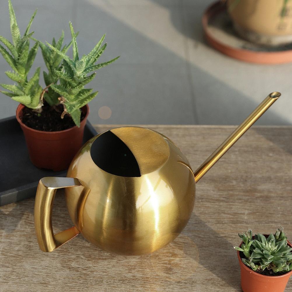 1L Stainless Steel Watering Pot Gardening Potted Small Watering Can With Handle For Watering Plants Flower Garden Tool - DDD.MARKET