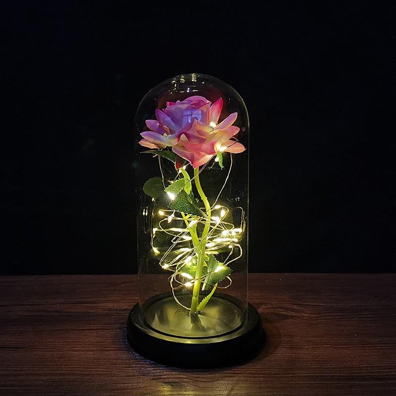 Valentines Day Gift for Girlfriend Eternal Rose LED Light Foil Flower In Glass Cover Mothers Day Wedding favors Bridesmaid Gift - DDD.MARKET