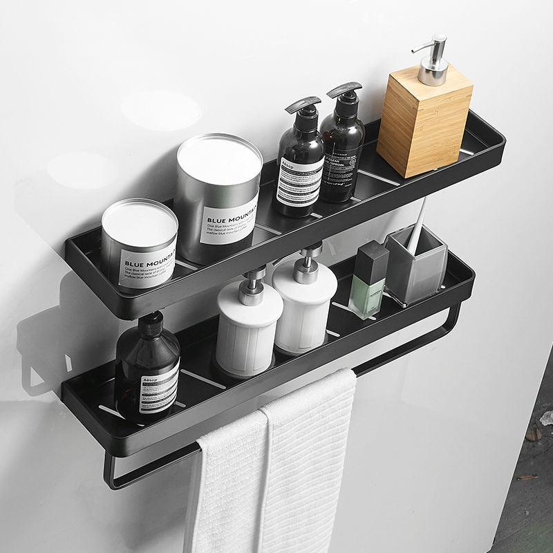 Black / White Bathroom Shelf Shampoo Holder Kitchen Storage Rack Bathroom Hardware Space Aluminum Shower Room Accessory - DDD.MARKET