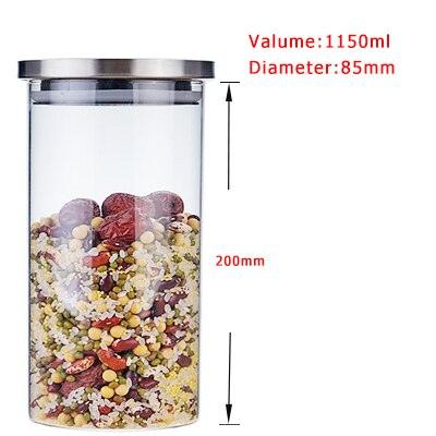 Container for Cereals Glass Jars with Stainless Steel Cover Glass Spice Jars Storage Tank Food Contain Coffee Bean Jars - DDD.MARKET