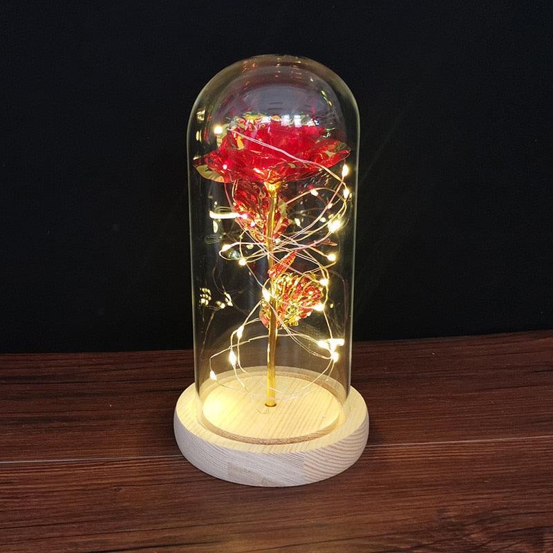 Valentines Day Gift for Girlfriend Eternal Rose LED Light Foil Flower In Glass Cover Mothers Day Wedding favors Bridesmaid Gift - DDD.MARKET