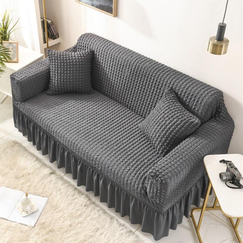 Elastic Sofa Cover Living Room Solid Color Sofa Cover Lattice Sofa Cover Elegant Skirt for Living Room Armchair Couch Sofa - DDD.MARKET