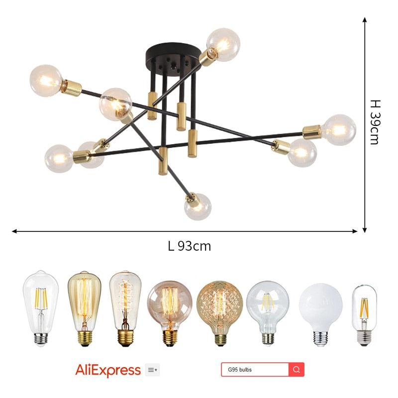 Modern Nordic E27 Black LED Ceiling Chandelier Edison Bulbs Indoor Light Fixtures For Bedroom Living Room Lamp - DDD.MARKET