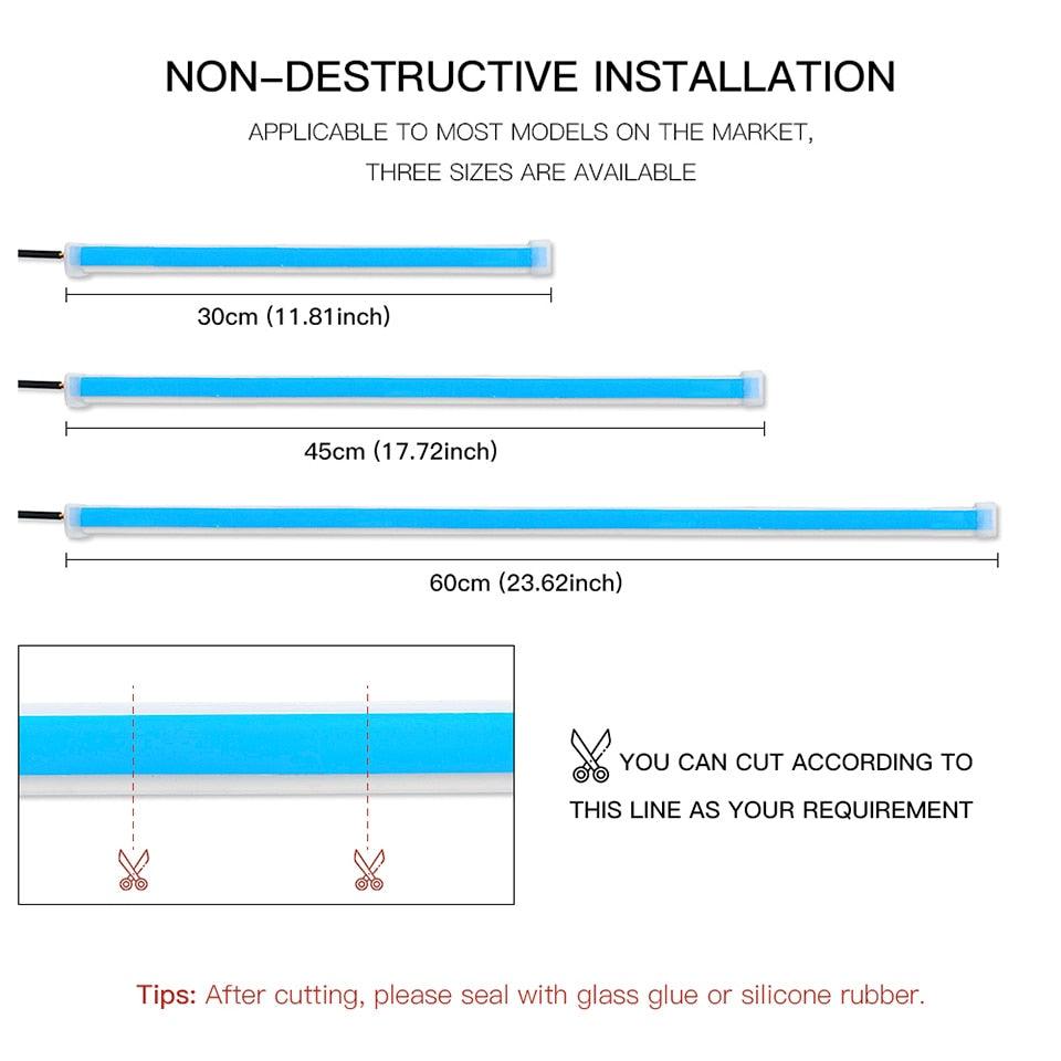 2x 2021 Newest Start-Scan LED Car DRL Daytime Running Lights Auto Flowing Turn Signal Guide Thin Strip Lamp Styling Accessories - DDD.MARKET