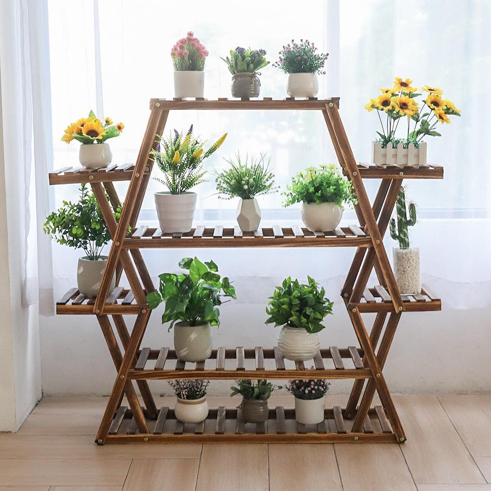 Large Triangular Wood Plant Stand Indoor 6 Tier Flower Pot Holder Shelf Corner Display Rack Organizer Shelves - DDD.MARKET