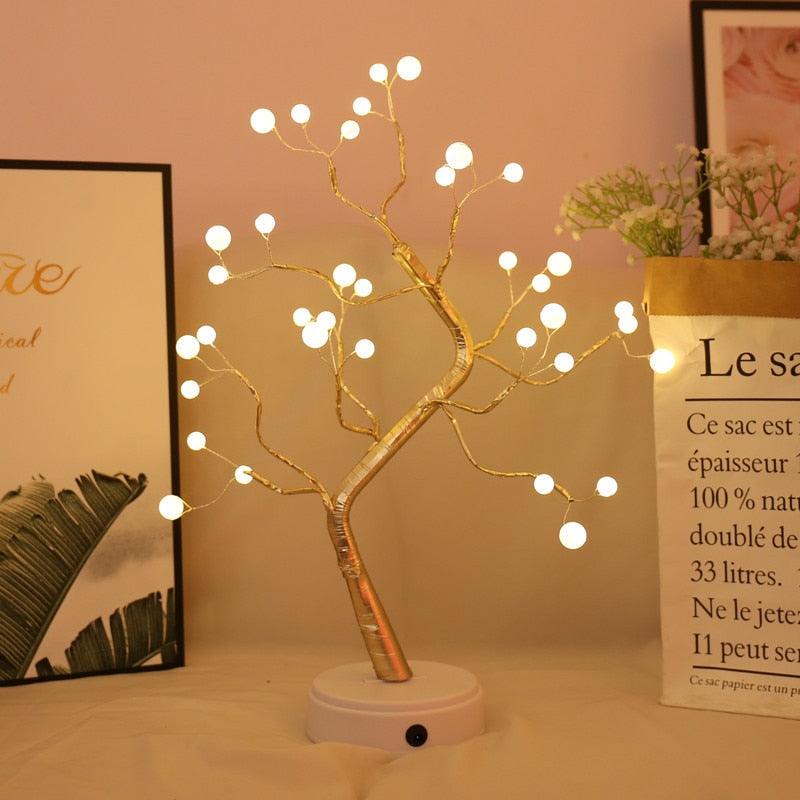 Fairy Tree Table Lamp Battery/USB Copper Wire LED Fire Mini Decorative Desk Night Light Home Bedroom Gifts Christmas Decoration - DDD.MARKET