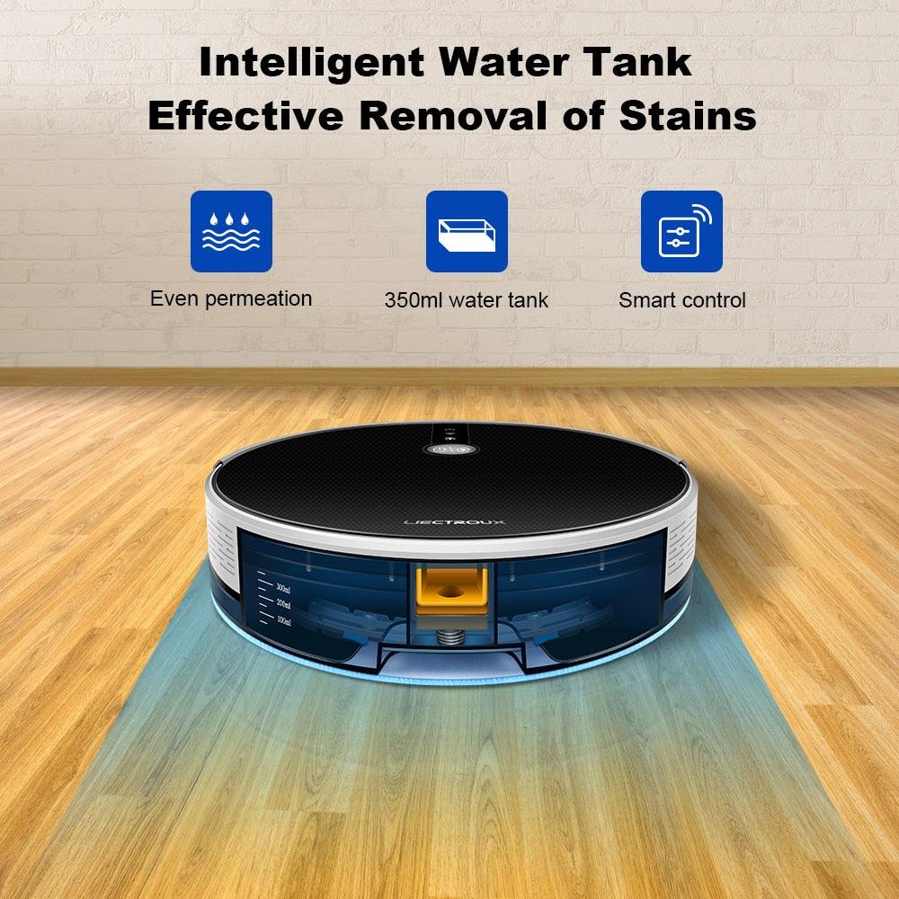 LIECTROUX C30B Robot Vacuum Cleaner AI Map Navigation,Memory,Smart Partition,WiFi App,6000Pa Suction,Electric Water Tank,Wet Mop - DDD.MARKET