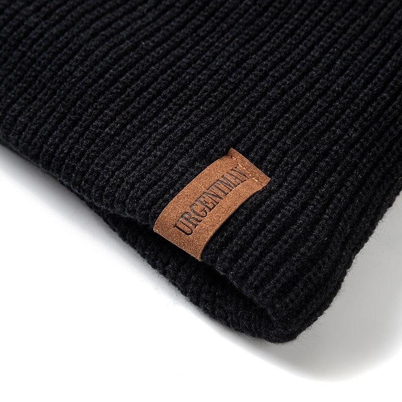 New Unisex Letter Beanie Hat Leisure Add Fur Lined Winter Hats For Men Women Keep Warm Knitted Hat Fashion Solid Ski Bonnet Cap - DDD.MARKET