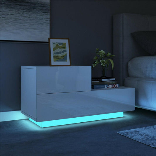 Multifunction RGB LED Nightstands Cabinet Storage Bedside Table Night Table Bedroom Nightstand Home Furniture for Night Lighting - DDD.MARKET