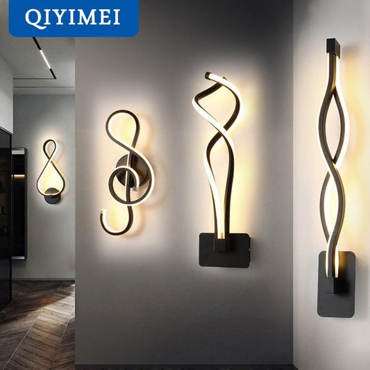 Modern Minimalist Wall Lamps Living Room Bedroom Bedside Luster AC90V-260V LED Indoor black white Lamp Aisle Lighting decoration - DDD.MARKET