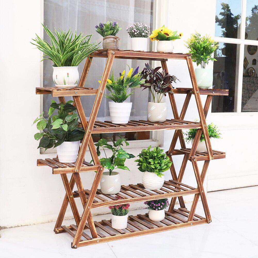 Large Triangular Wood Plant Stand Indoor 6 Tier Flower Pot Holder Shelf Corner Display Rack Organizer Shelves - DDD.MARKET