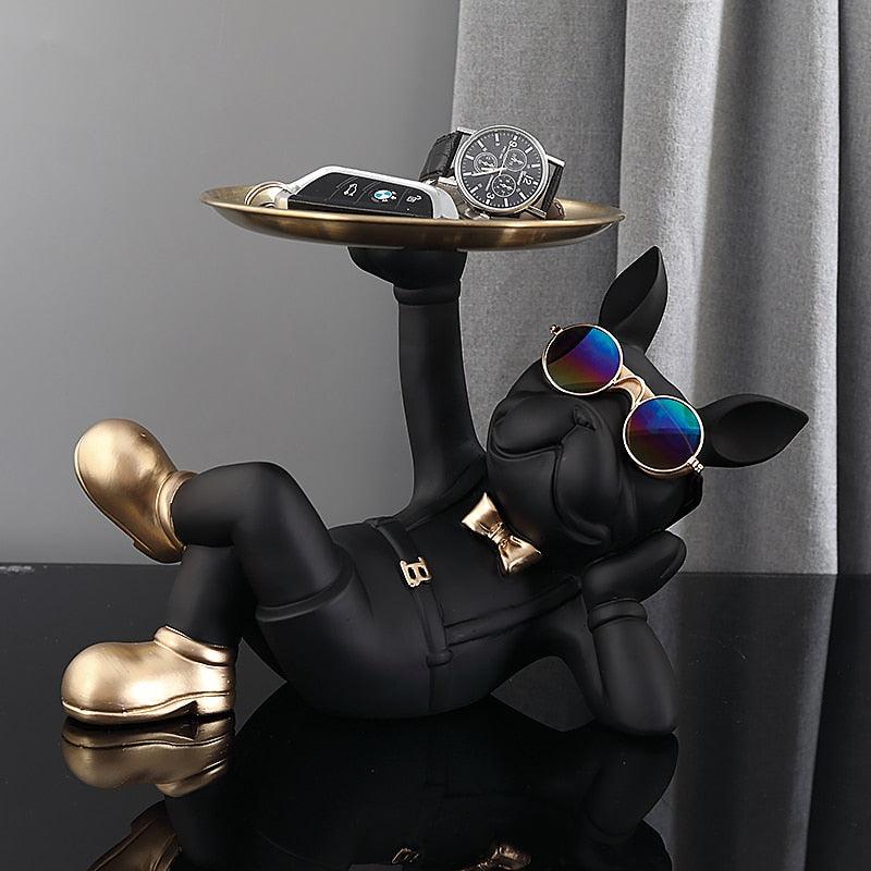 Nordic Resin Bulldog Crafts Dog Butler with Tray for keys Holder Storage Jewelries Animal Room Home decor Statue Dog Sculpture - DDD.MARKET