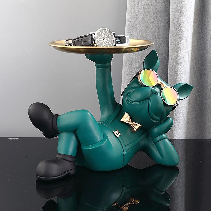 Nordic Resin Bulldog Crafts Dog Butler with Tray for keys Holder Storage Jewelries Animal Room Home decor Statue Dog Sculpture - DDD.MARKET