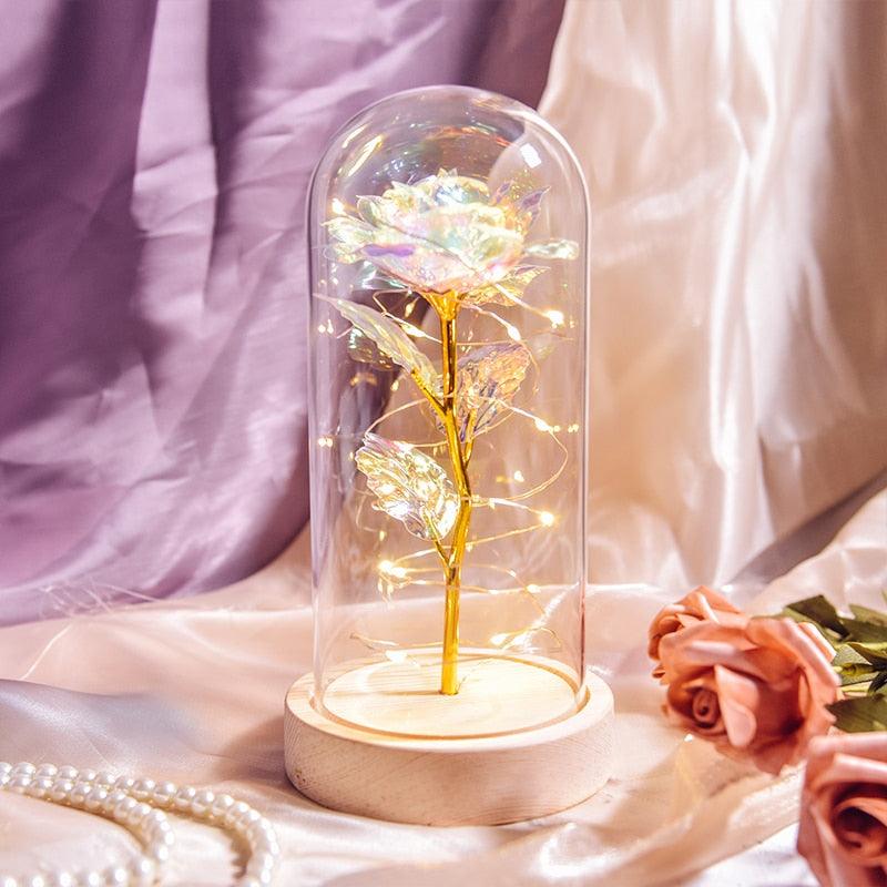 Valentine Gift Beauty and The Beast Preserved Roses In Glass Galaxy Rose Flower LED Light Artificial Flower Gift for Women Girls - DDD.MARKET