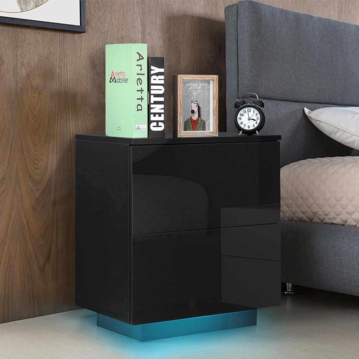 Multifunction RGB LED Nightstands Cabinet Storage Bedside Table Night Table Bedroom Nightstand Home Furniture for Night Lighting - DDD.MARKET