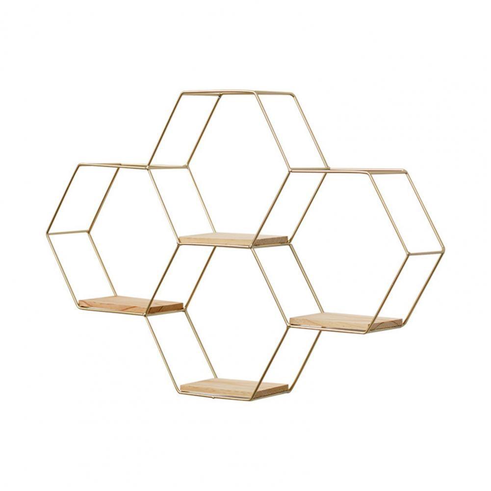 Wall Shelf Floating Shelves Wall Mounted Hexagon Storage Holder Storage Rack for Bedroom Living Room Office Organizer Decor - DDD.MARKET