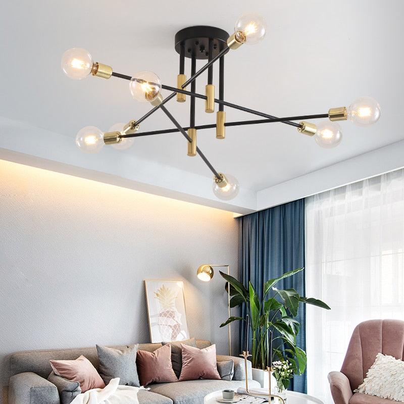 Modern Nordic E27 Black LED Ceiling Chandelier Edison Bulbs Indoor Light Fixtures For Bedroom Living Room Lamp - DDD.MARKET