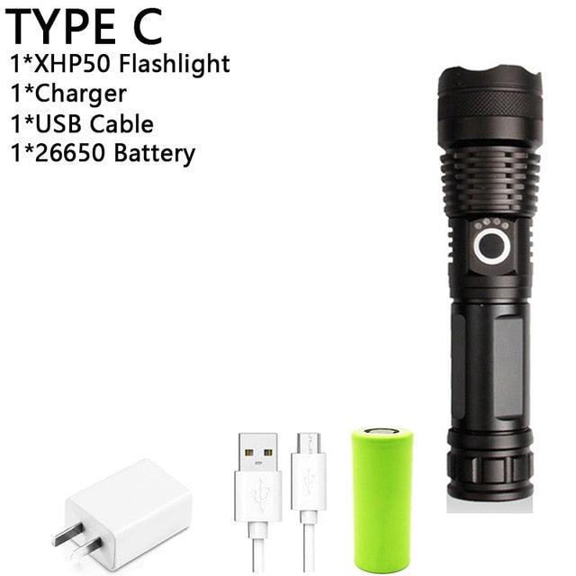 350000cd XPH90 70 50 LED/Powerful/Rechargeable/Tactical/Handled/EDC Flashlight cob Bike/Camping/Underwater/Search/Portable Light - DDD.MARKET