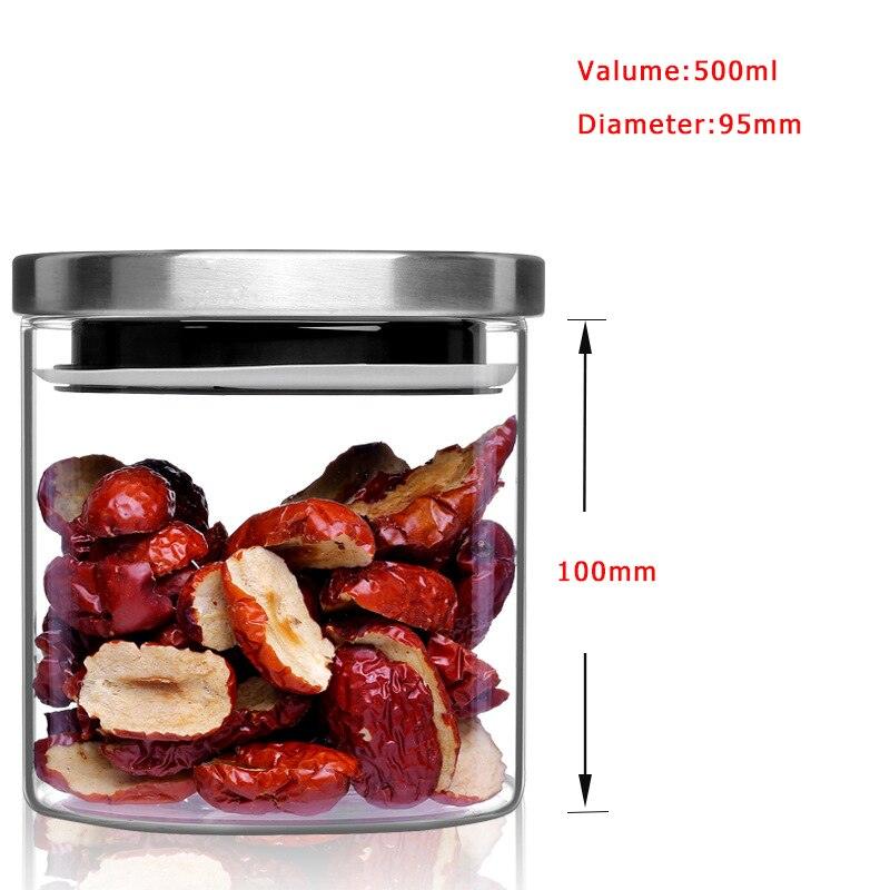 Container for Cereals Glass Jars with Stainless Steel Cover Glass Spice Jars Storage Tank Food Contain Coffee Bean Jars - DDD.MARKET