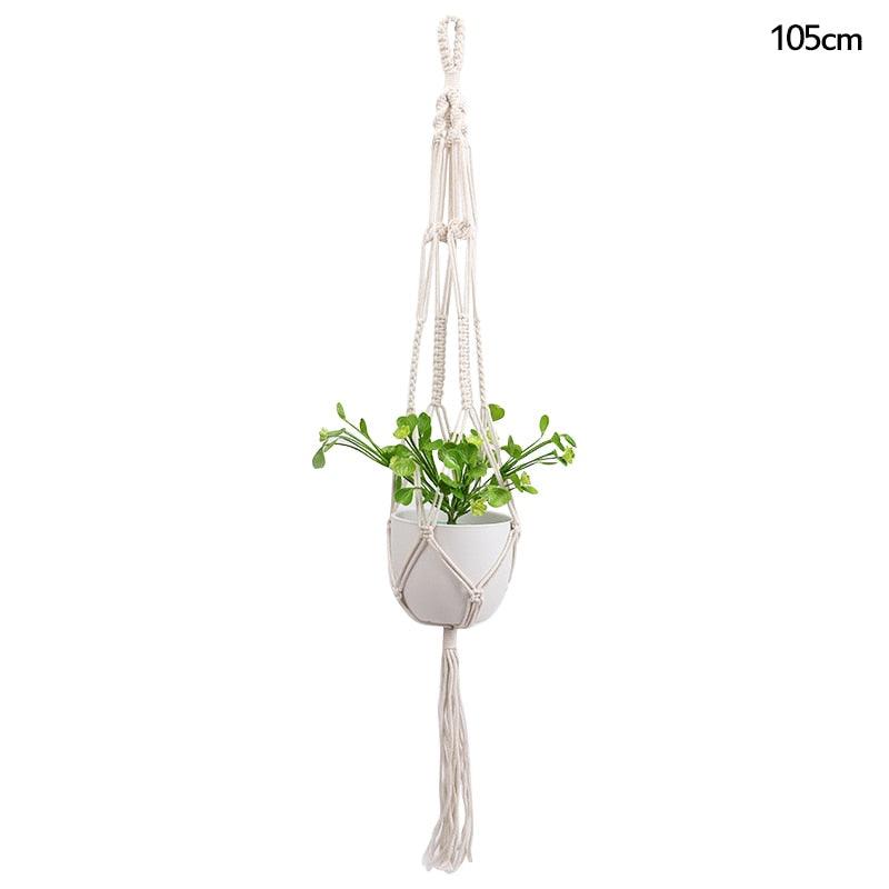 Macrame Handmade Plant Hanger Baskets Flower Pots Holder Balcony Hanging Decoration Knotted Lifting Rope Home Garden Supplies - DDD.MARKET