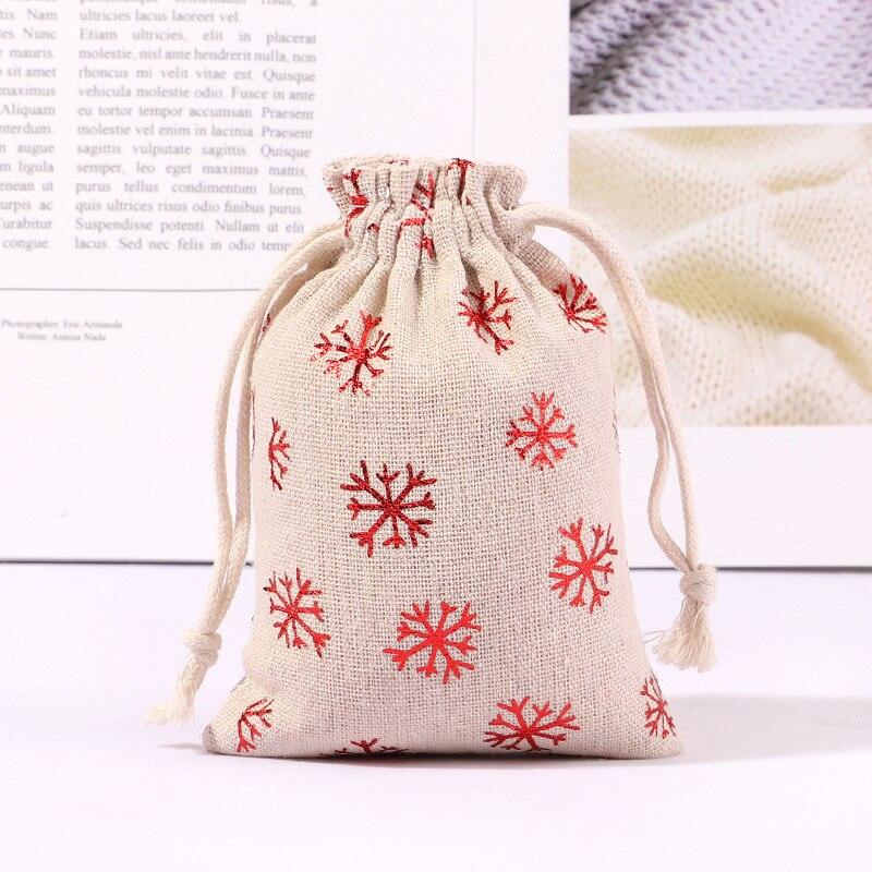 StoBag 5pcs Marry Christmas Gift Bags Bundle Small Linen Cotton Drawstring Pocket Candy Jewelry Packaging Pouch Favors New Year - DDD.MARKET