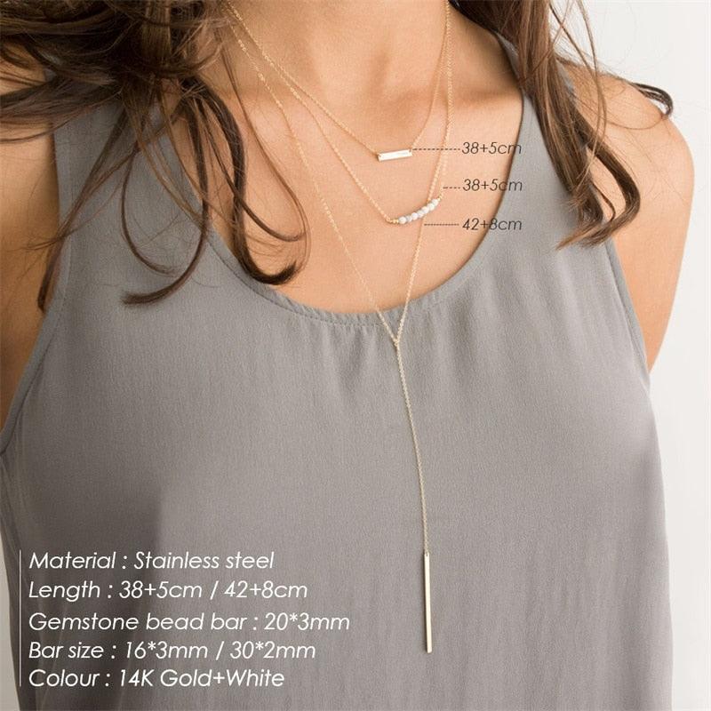 e-Manco Multi Layered Choker Necklace for Women Stainless Steel Necklace Women Statement Pendant Necklace Jewelry 4 Pcs - DDD.MARKET