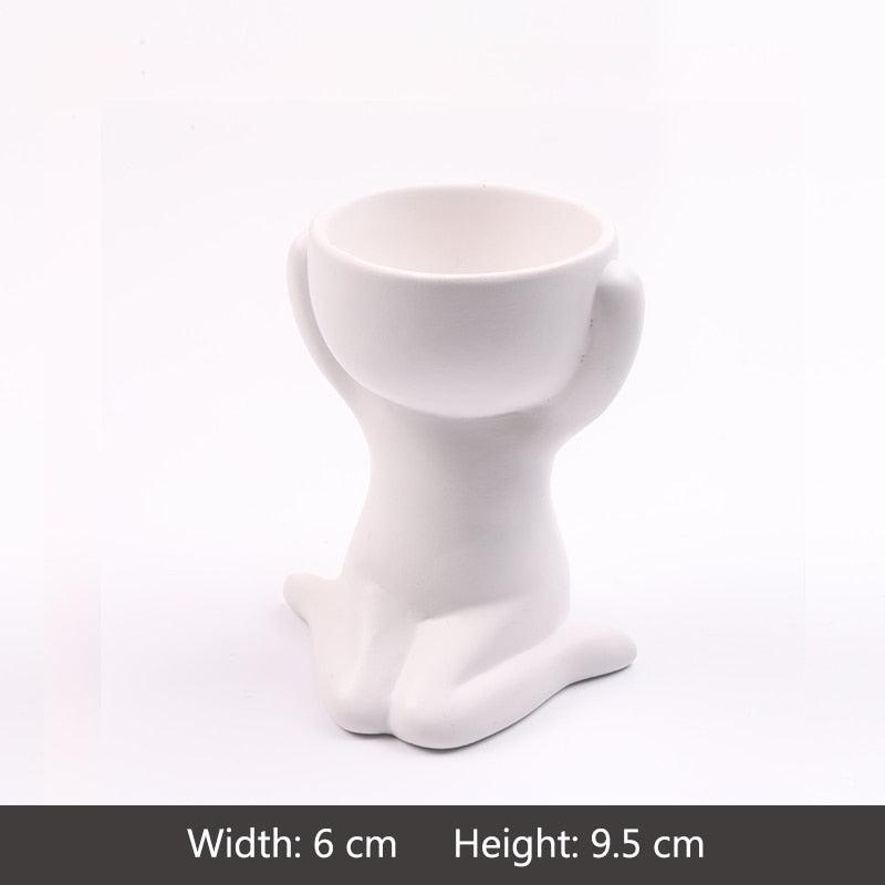 Creative Cute Imitation Humanoid Ceramic Flower Pot Succulent Planter Crafts Vase Home Decoration Personalized Gift Wholesale - DDD.MARKET