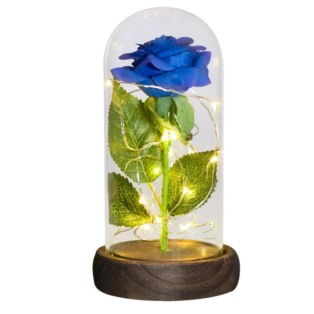 Valentine Gift Beauty and The Beast Preserved Roses In Glass Galaxy Rose Flower LED Light Artificial Flower Gift for Women Girls - DDD.MARKET