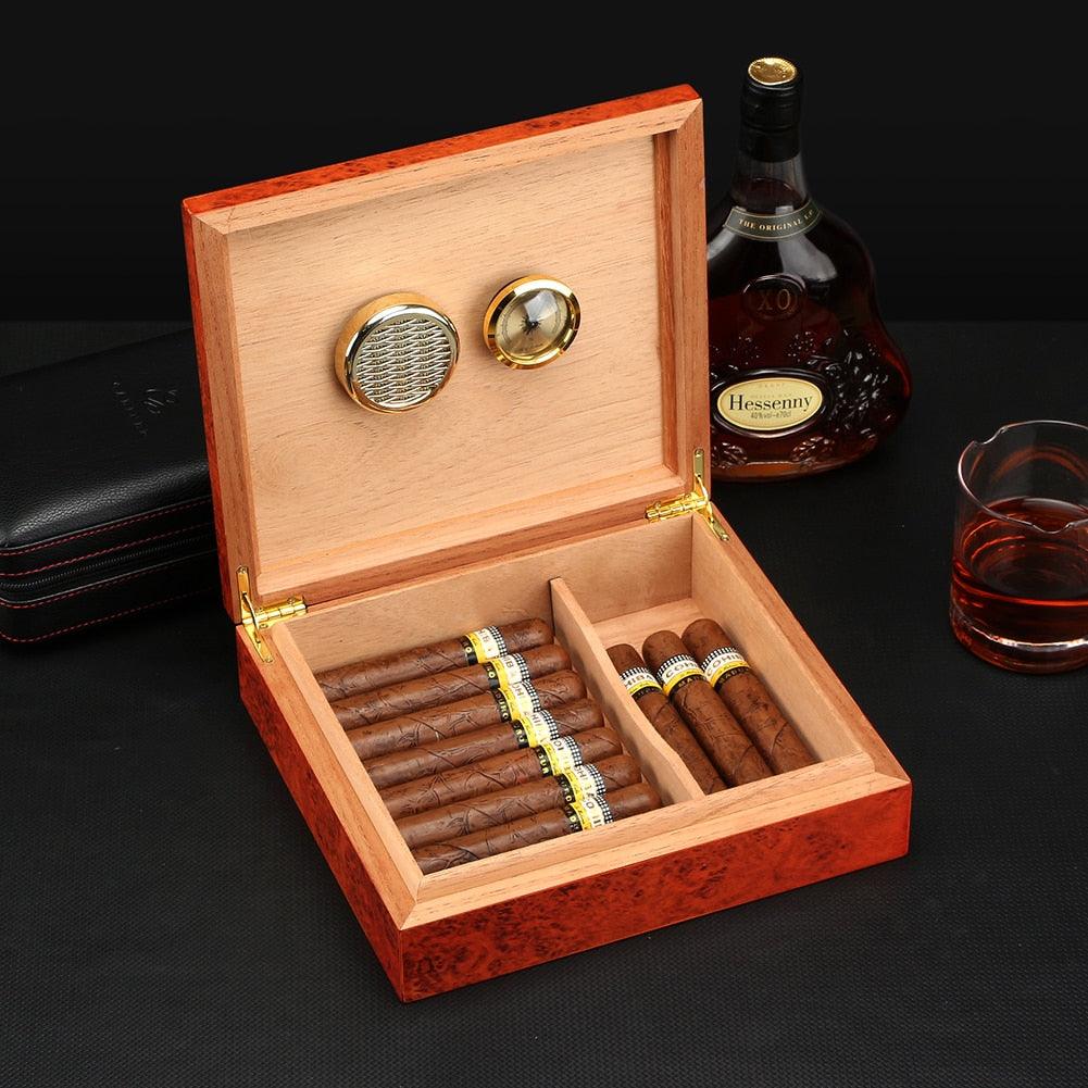 Cedar Wood Travel Humidor Puro Box Portable Cigar Case W/ Hygrometer Humidifier Cigar Humidor Box For Cigars - DDD.MARKET