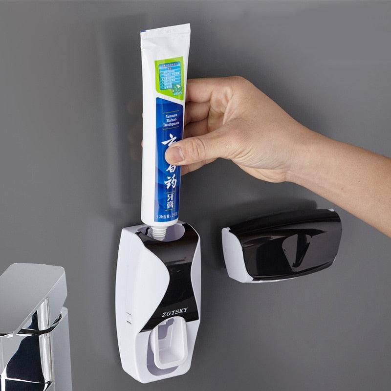 Automatic Toothpaste Dispenser Wall Mount Dust-proof Toothbrush Holder Wall Mount Storage Rack Bathroom Accessories Set Squeezer - DDD.MARKET