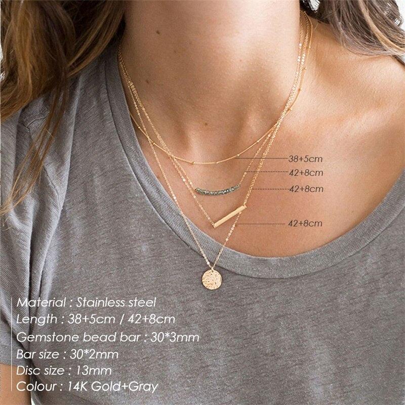 e-Manco Multi Layered Choker Necklace for Women Stainless Steel Necklace Women Statement Pendant Necklace Jewelry 4 Pcs - DDD.MARKET